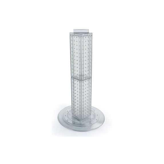 Azar 24"(H) x 4"(W) x 4"(D) 4-Sided Revolving Pegboard Counter Display Clear Translucent 700222-CLR