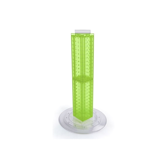 Azar 24"(H) x 4"(W) x 4"(D) 4-Sided Revolving Pegboard Counter Display Green Translucent 700222-GRE