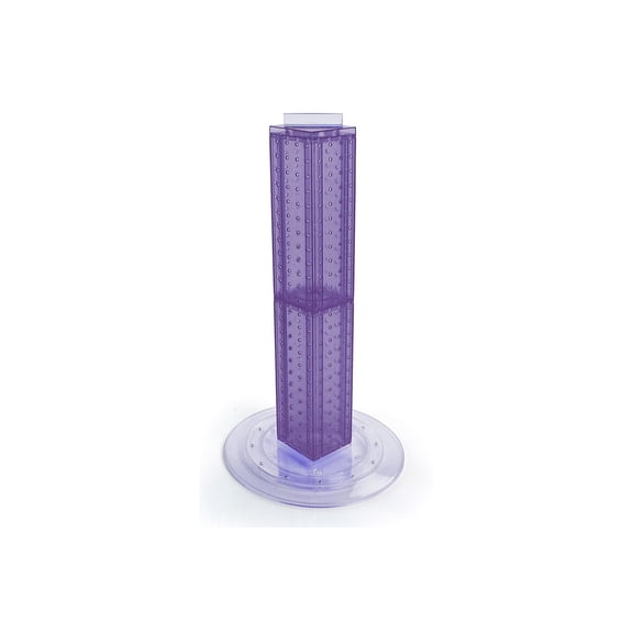 Azar 24"(H) x 4"(W) x 4"(D) 4-Sided Revolving Pegboard Counter Display Purple Translucent