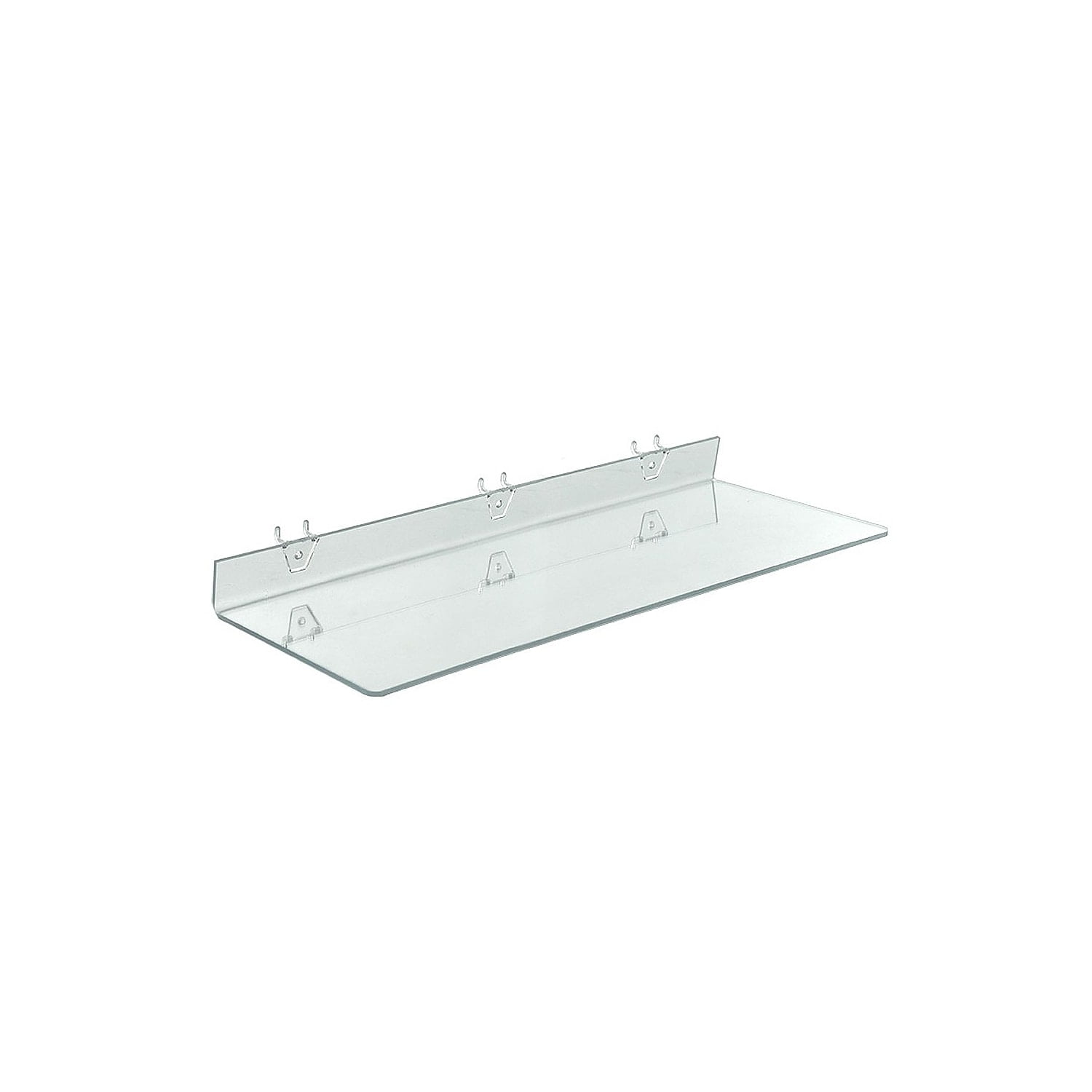 Clear Acrylic Rectangular Shelf for Pegboard and Slatwall, 24" x 8"