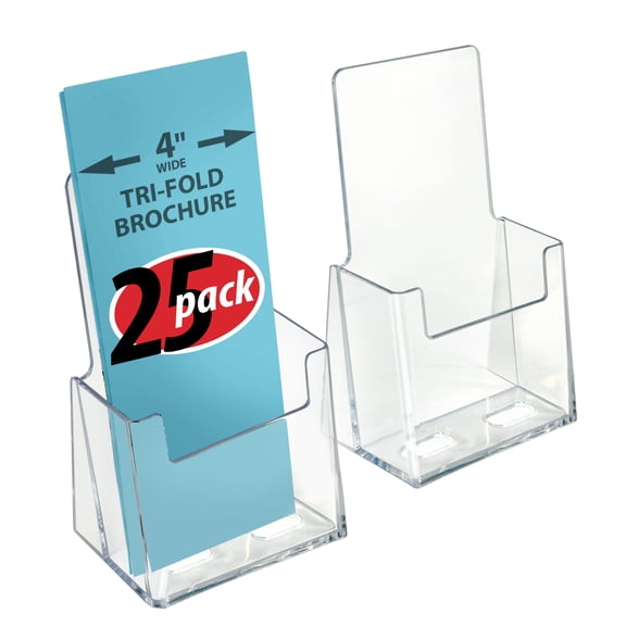 Azar 252012 Trifold Brochure Holder, 25-Pack