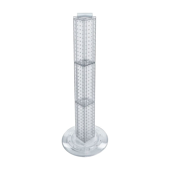 Azar 36"(H) x 4"(W) x 4"(D) 4-Sided Revolving Pegboard Counter Display Clear Translucent 700223-CLR