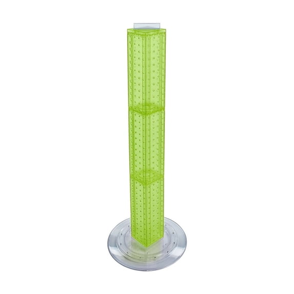 Azar 36"(H) x 4"(W) x 4"(D) 4-Sided Revolving Pegboard Counter Display Green Translucent 700223-GRE