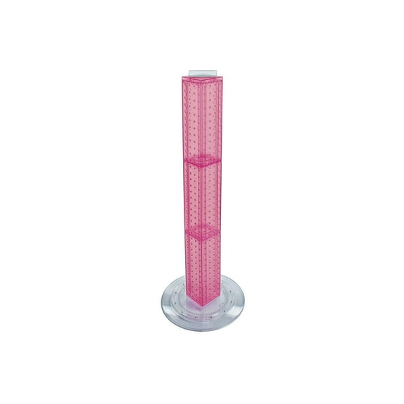Azar 36"(H) x 4"(W) x 4"(D) 4-Sided Revolving Pegboard Counter Display Pink Translucent 700223-PNK