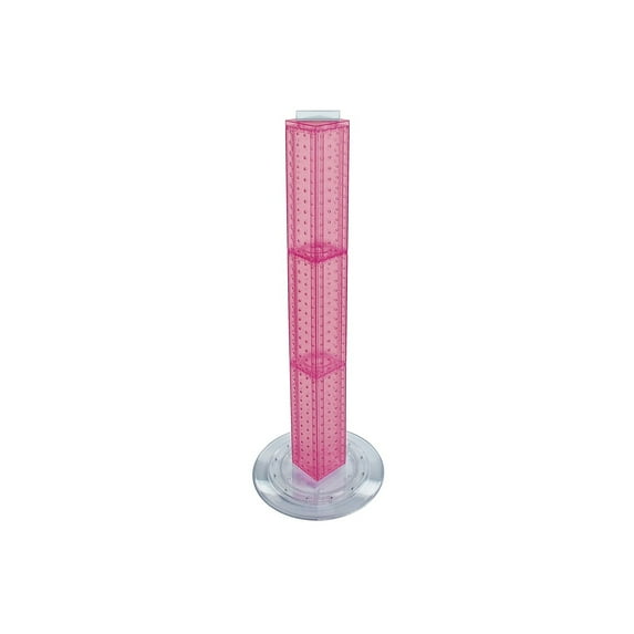 Azar 36"(H) x 4"(W) x 4"(D) 4-Sided Revolving Pegboard Counter Display Pink Translucent 700223-PNK