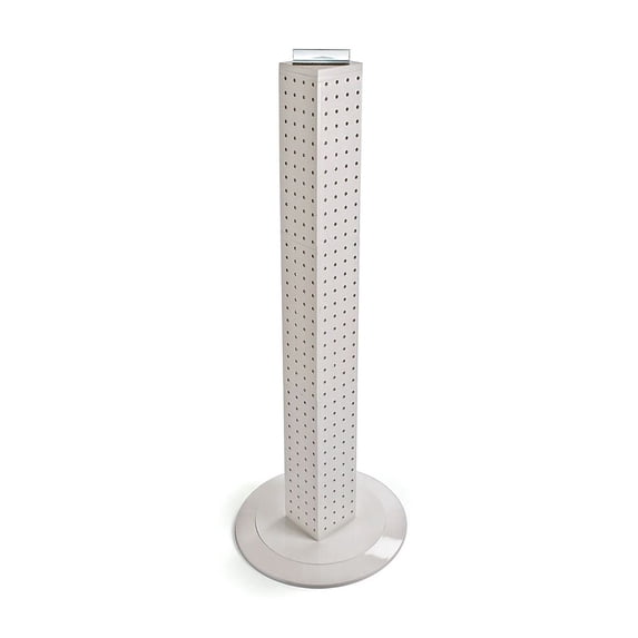 Azar 36"(H) x 4"(W) x 4"(D) 4-Sided Revolving Pegboard Counter Display White Solid 700223-WHT