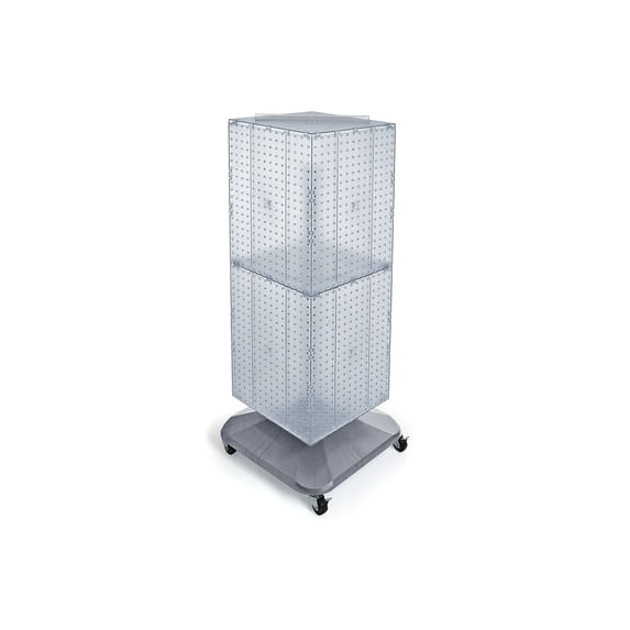Azar 40"(H) x 14"(W) x 14"(D) 4-Sided Interlocking Pegboard Floor Display With Wheels Clear
