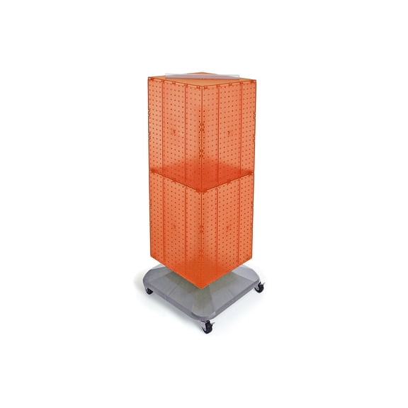Azar 40"(H) x 14"(W) x 14"(D) 4-Sided Interlocking Pegboard Floor Display With Wheels Orange