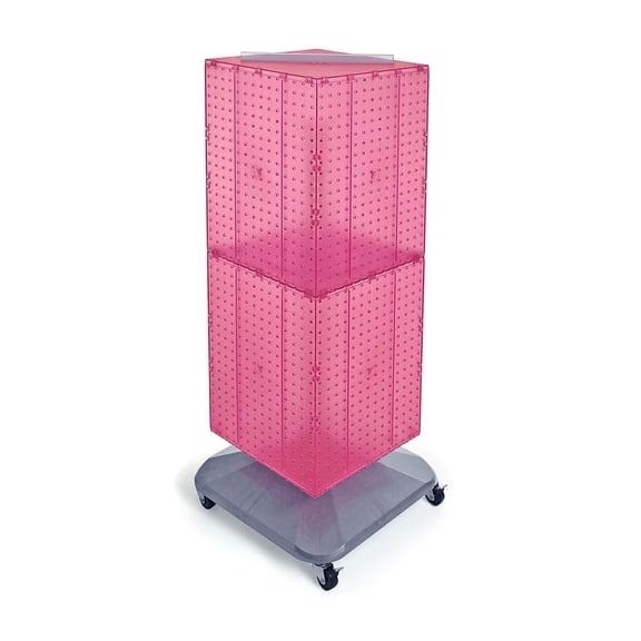 Azar 40"(H) x 14"(W) x 14"(D) 4-Sided Interlocking Pegboard Floor Display With Wheels Pink