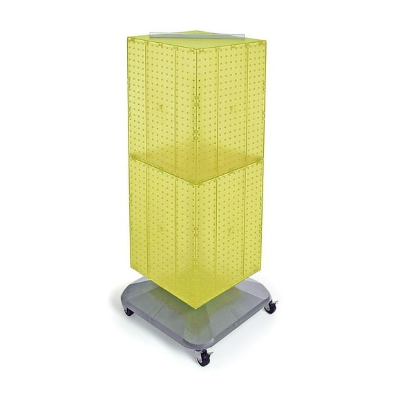 Azar 40"(H) x 14"(W) x 14"(D) 4-Sided Interlocking Pegboard Floor Display With Wheels Yellow