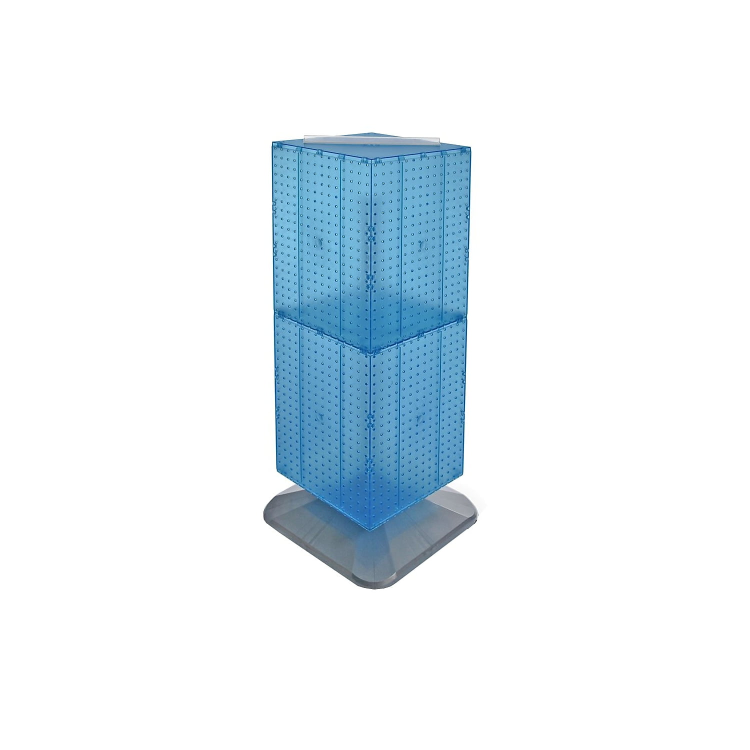 Four-Sided Pegboard Tower Floor Display on Revolving Base. Spinner Rack Stand. Panel Size: 14"W x 40"H
