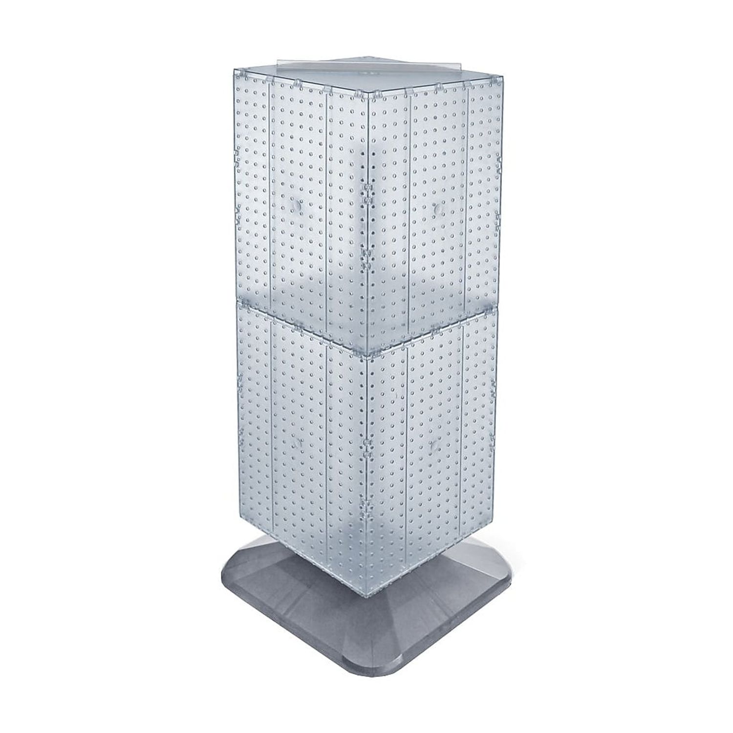 Azar 40"(H) x 14"(W) x 14"(D) Weighted 4-Sided Interlocking Pegboard Floor Display Clear 701435-CLR