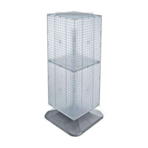 Azar 40"(H) x 14"(W) x 14"(D) Weighted 4-Sided Interlocking Pegboard Floor Display Clear 701435-CLR