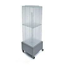 Four-Sided Pegboard Tower Floor Display on Metal Wheeled Base. Spinner Rack Stand. Panel Size: 14"W x 40"H