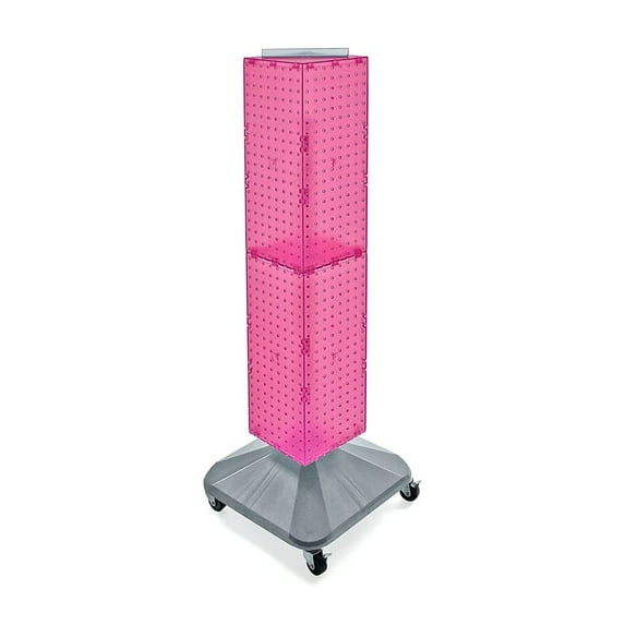 Azar 40"(H) x 8"(W) x 8"(D) 4-Sided Interlocking Pegboard Display Tower With Square Base Pink