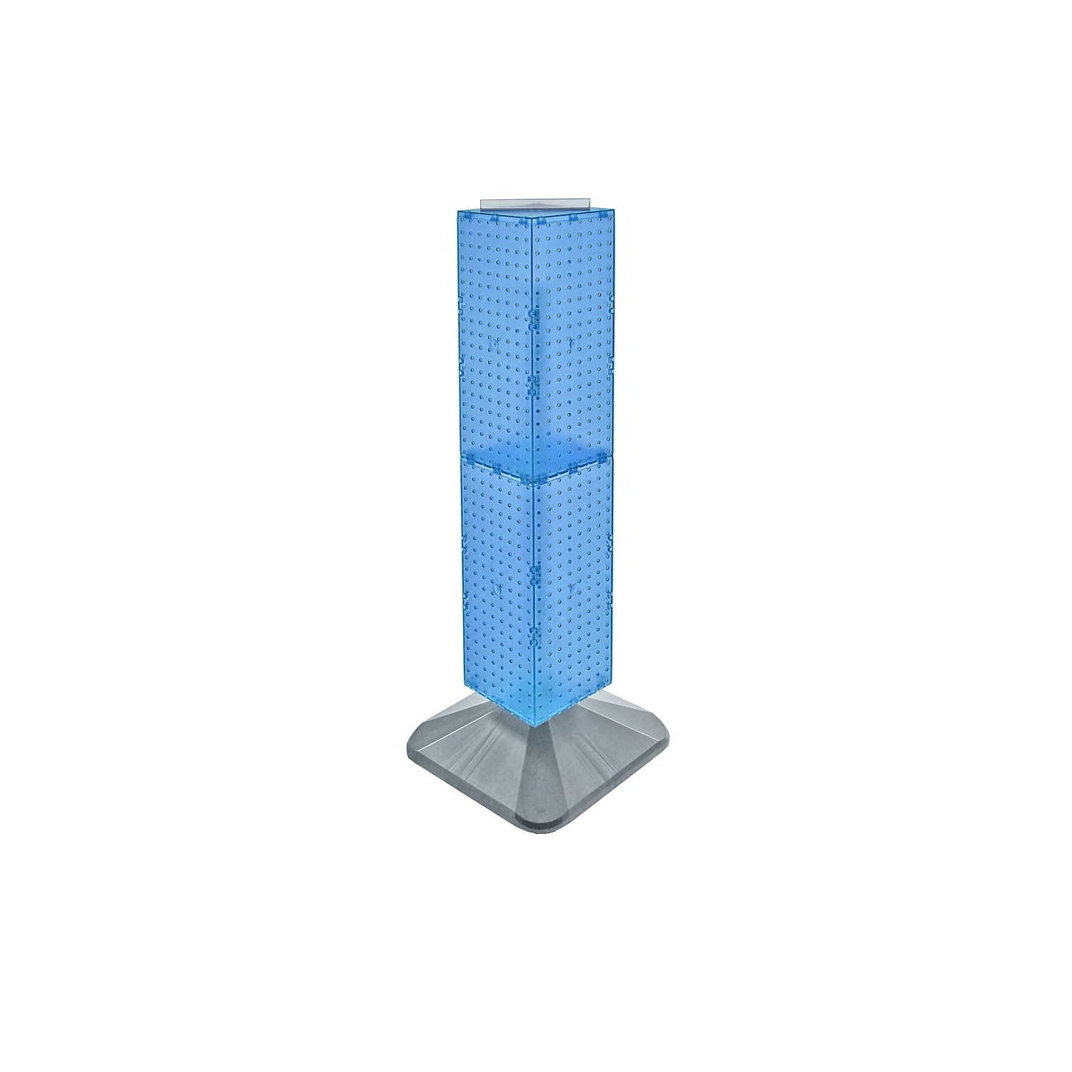 Blue Translucent 40" Pegboard Display Tower with Revolving Base