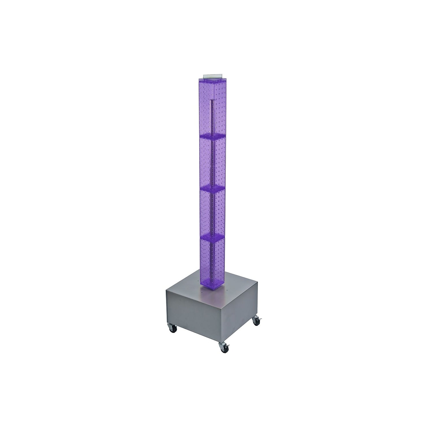 Purple 60" Pegboard Display Tower with Revolving Metal Base