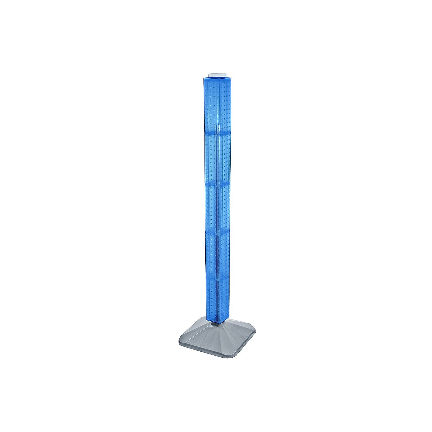 Blue 48" Tall Interlocking Pegboard Display Tower with Silver Base