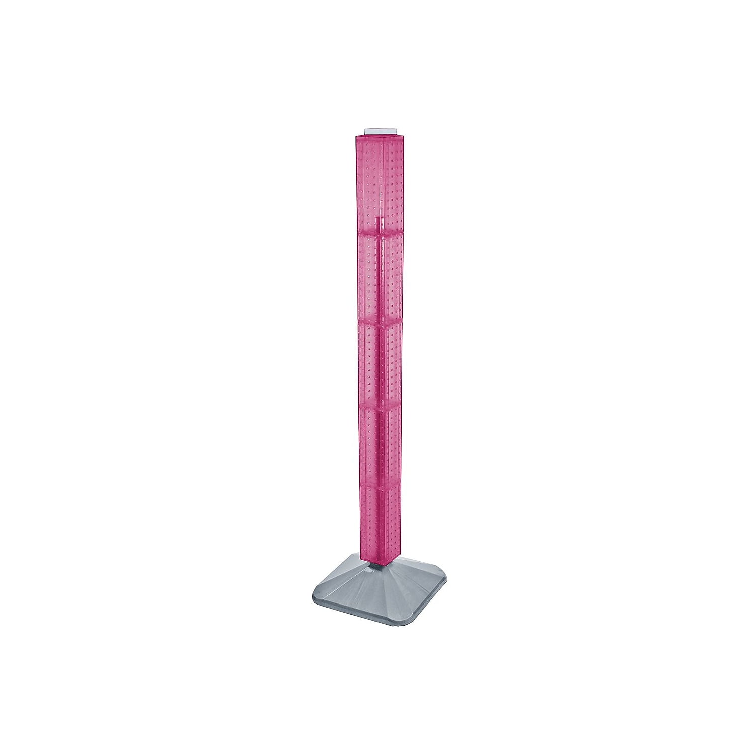 Pink Painted Pegboard Tower with Silver Base, 65" Height