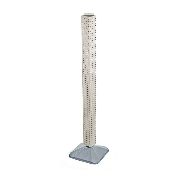 Azar 48"(H) x 4"(W) x 4"(D) Standard 4-Sided Interlocking Pegboard Display Tower White 700225-WHT