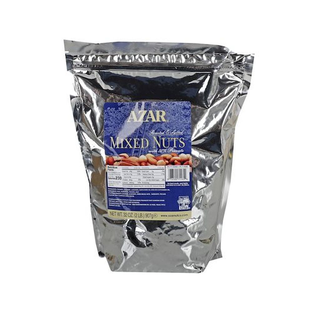 Azar 50 Percent Peanut Oil Roasted Salted Mixed Nuts, 2 Pound -- 3 per Case.