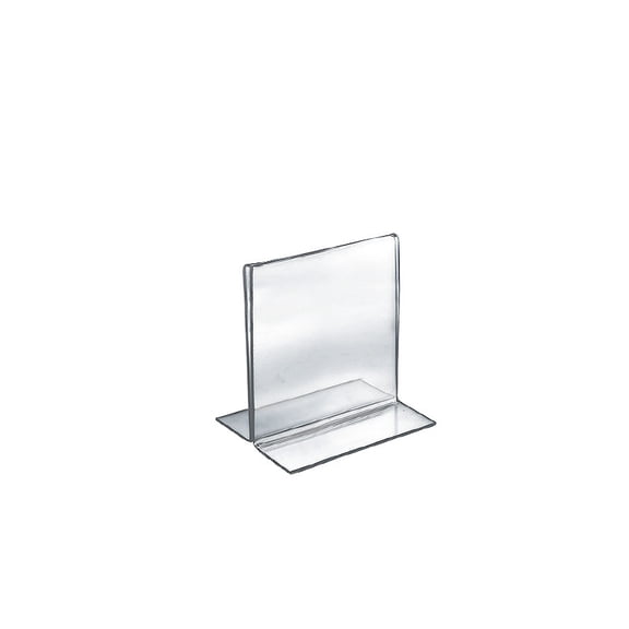 Bottom Loading Clear Acrylic T-Frame Sign Holder 5" Wide x 6'' High-Vertical/Portrait, 10-Pack