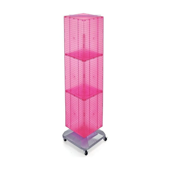 Azar 60"(H) x 14"(W) x 14"(D) 4-Sided Interlocking Pegboard Floor Display Pink 701465-PNK