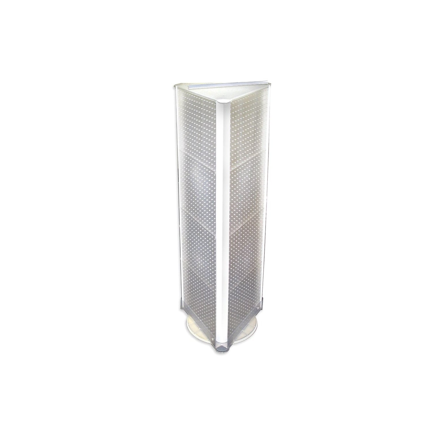Clear 60" Tall Three-Sided Spinning Pegboard Display Stand