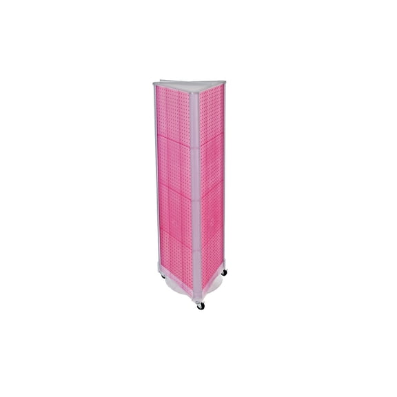 Azar 60"(H) x 16"(W) 3-Sided Pegboard Floor Display With Wheels Pink 700451-PNK