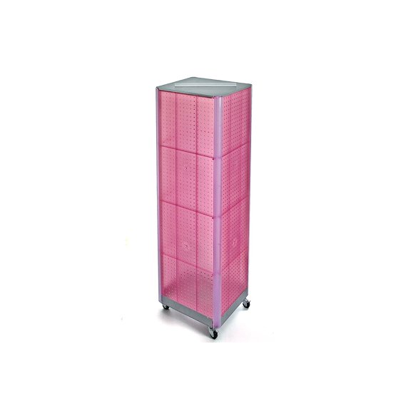 Azar 60"(H) x 16"(W) 4-Sided Pegboard Floor Display With Wheels Pink 700406-PNK