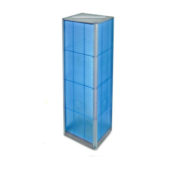Azar 60"(H) x 16"(W) 4-Sided Pegboard Spinner Floor Display Blue 700405-BLU