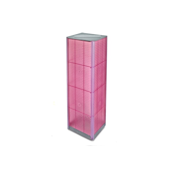 Azar 60"(H) x 16"(W) 4-Sided Pegboard Spinner Floor Display Pink 700405-PNK
