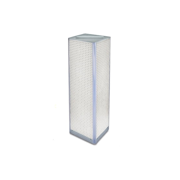 Azar 60"(H) x 16"(W) 4-Sided Pegboard Spinner Floor Display White 700405-WHT