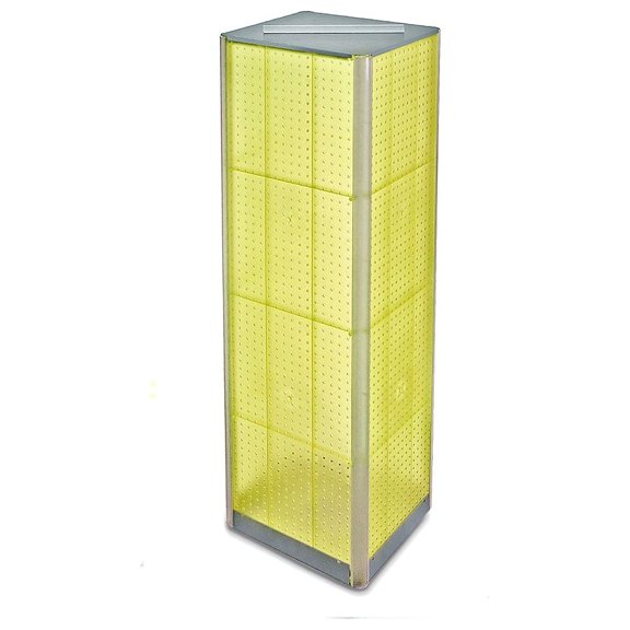 Azar 60"(H) x 16"(W) 4-Sided Pegboard Spinner Floor Display Yellow 700405-YEL