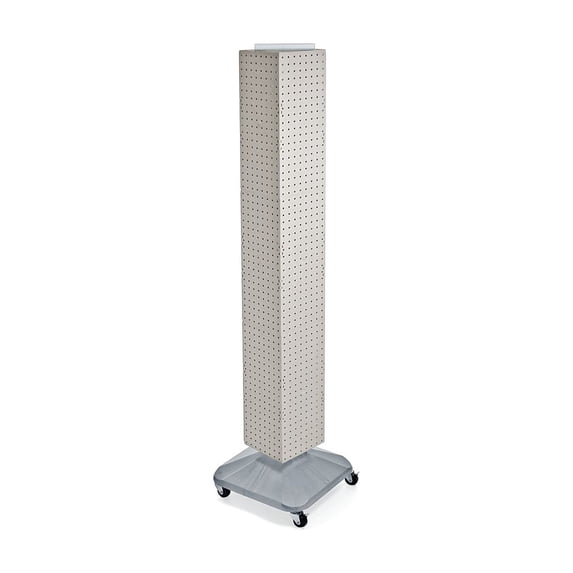 Azar 60"(H) x 8"(W) x 8"(D) 4-Sided Interlocking Pegboard Display White 703390-WHT