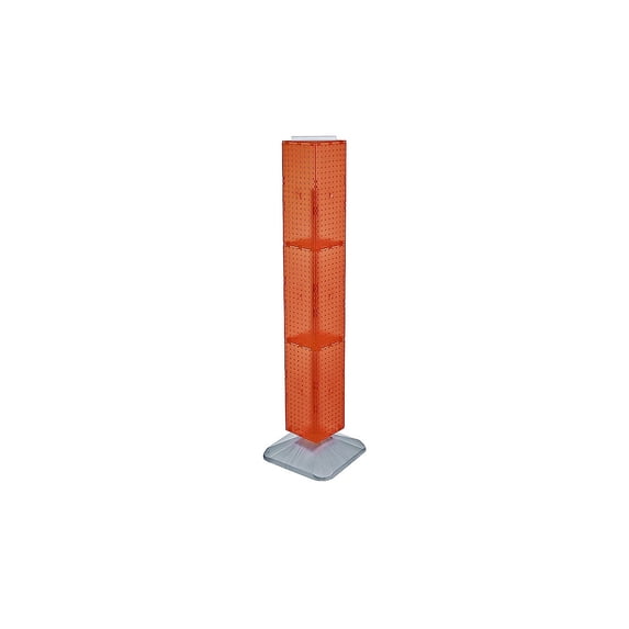 Four-Sided Pegboard Floor Display on Revolving Base. Spinner Rack Tower. Panel Size: 8"W x 60"H