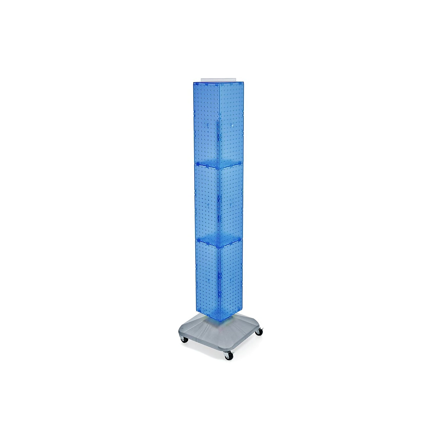 Blue Translucent Plastic Pegboard Display with Wheeled Base