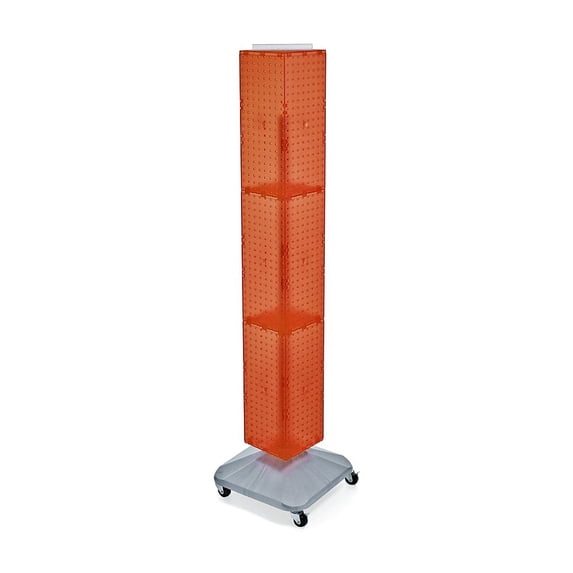 Azar 8" x 8" x 60"Interlocking Pegboard Display With Wheels Orange 703390-ORG