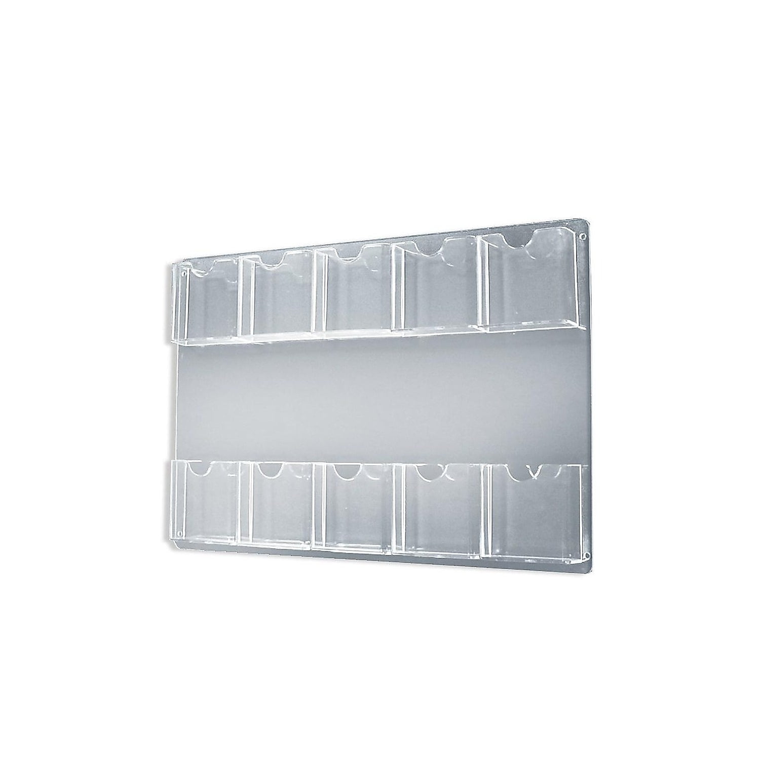 Clear Acrylic Wall Mounted Ten-Pocket Brochure Holder, 23.7" x 15.7"