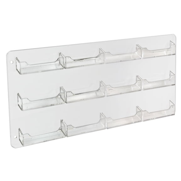 12 Pocket Business Card and Gift Card Wall Rack. Clear Acrylic Wall Mount Card Holder, Overall Size: 17.25"W x 8.5"H, 2-Pack