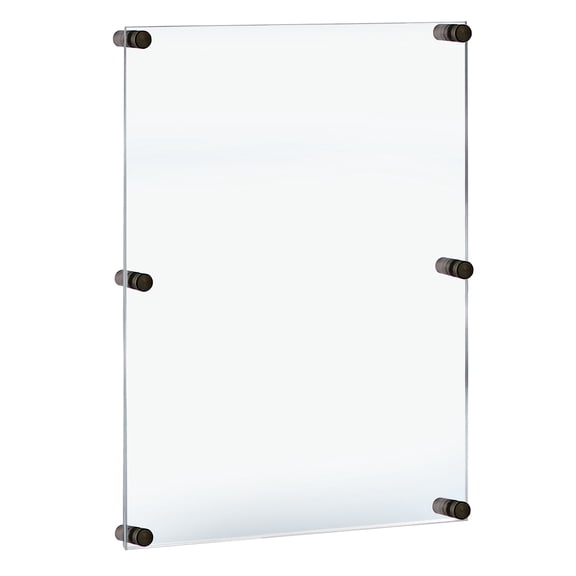 Floating Acrylic Wall Frame with Black Stand Off Caps: 24" x 36" Graphic Size, Overall Frame Size: 28" x 40"