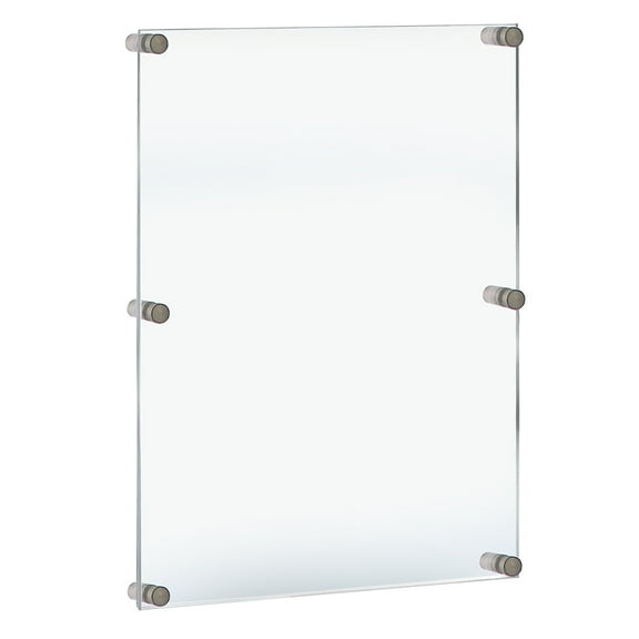 Floating Acrylic Wall Frame with Silver Stand Off Caps: 24" x 36" Graphic Size, Overall Frame Size: 28" x 40"