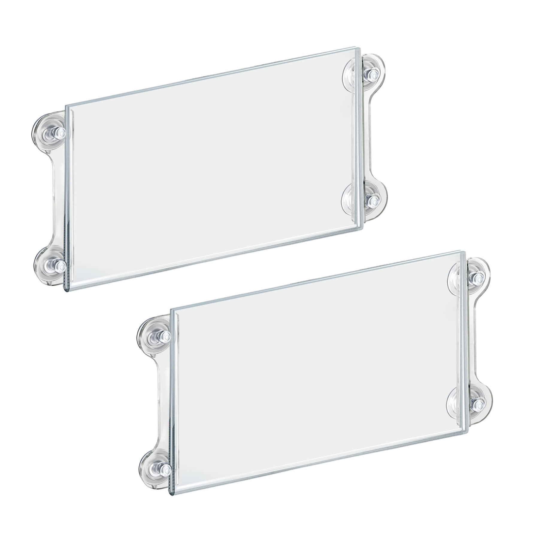 Azar Displays 106607 Clear Acrylic Window/Door Sign Holder Frame with Suction  Cups 14''W x 8.5''H, 2-Pack