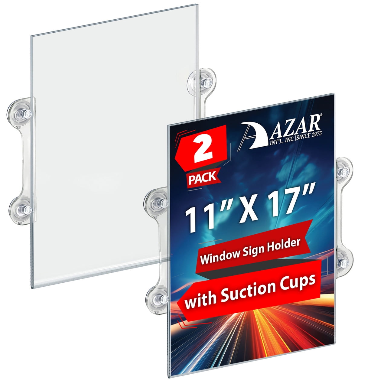 Azar Displays 11x17 Clear Acrylic Window Sign Holder with Suction Cups ...