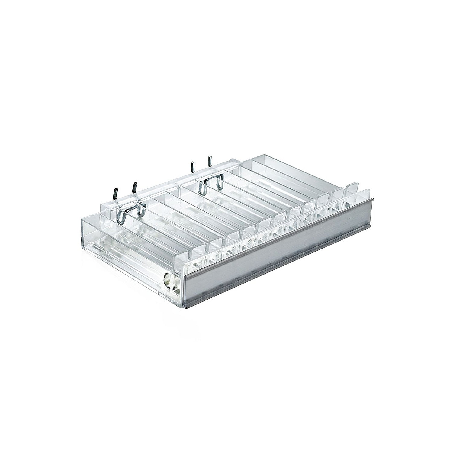 Clear Acrylic 12 Compartment Cosmetic Display Tray with U-Hooks
