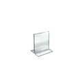 thumbnail image 1 of Bottom Loading Clear Acrylic T-Frame Sign Holder 4" Wide x 5'' High-Vertical/Portrait, 10-Pack, 1 of 3