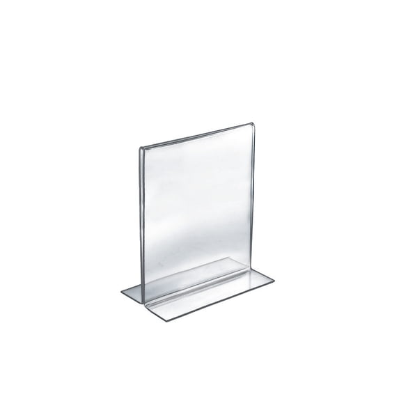 Bottom Loading Clear Acrylic T-Frame Sign Holder 5.5" Wide x 8.5'' High Vertical/Portrait, 10-Pack
