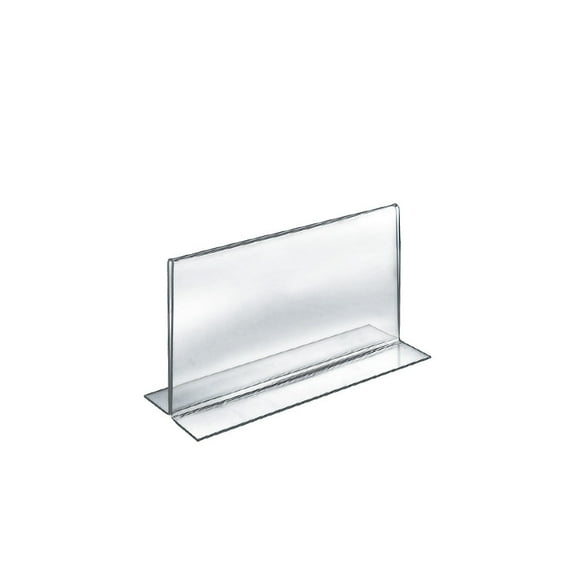 Bottom Loading Clear Acrylic T-Frame Sign Holder 8.5" Wide x 5.5'' High-Vertical/Portrait, 10-Pack