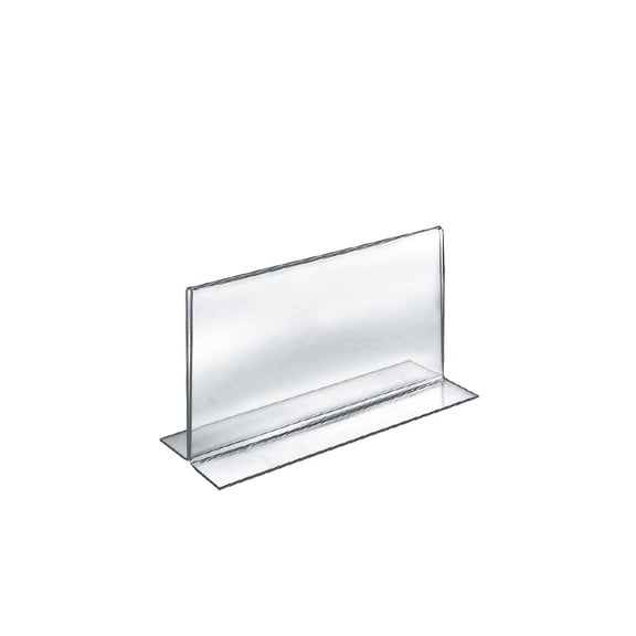 Bottom Loading Clear Acrylic T-Frame Sign Holder 8.5" Wide x 5.5'' High-Vertical/Portrait, 10-Pack