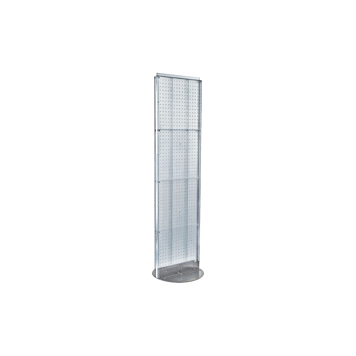 Clear Acrylic 16" x 60" Pegboard Floor Display with Silver Base